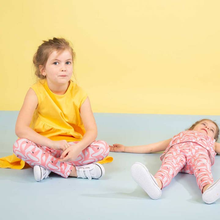 Leggings Infantis de Algodão com Estampa de Flamingo por atacado de little pegs