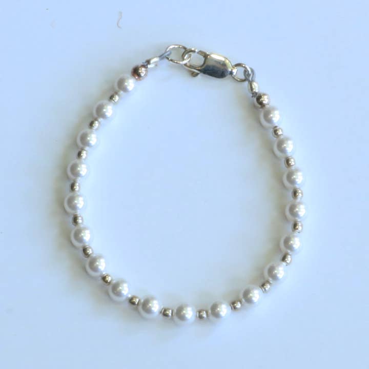 Zsa Zsa & LoLLi Monogram Blanks - Wholesale Beaded Bracelet - Kids - Classic Pearls (RP-1 White) Bracelet, Children's Jewelry