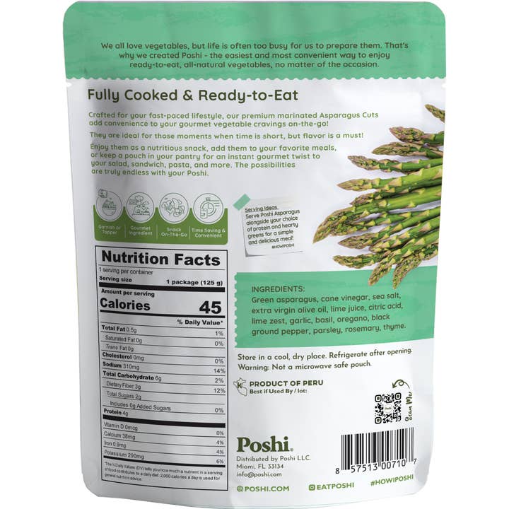 POSHI - Wholesale Shelf Stable Prepared Meal - Poshi - Marinated Asparagus -Rosemary & Oregano 4.4oz1