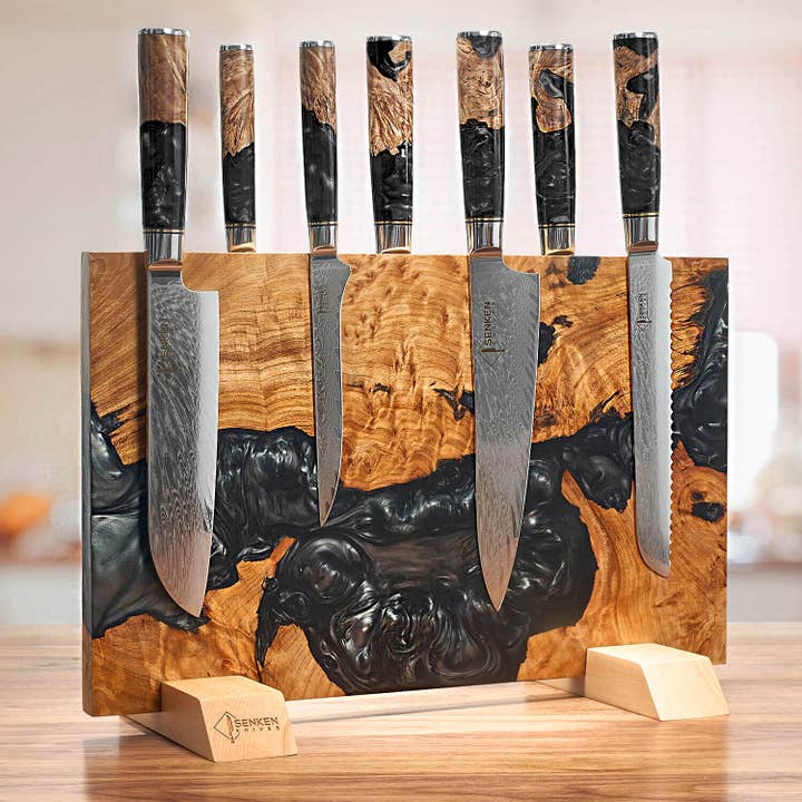 Senken Knives - Wholesale Knife Block - "Black Tsunami" Magnetic Knife Block - Holds 16 Knives