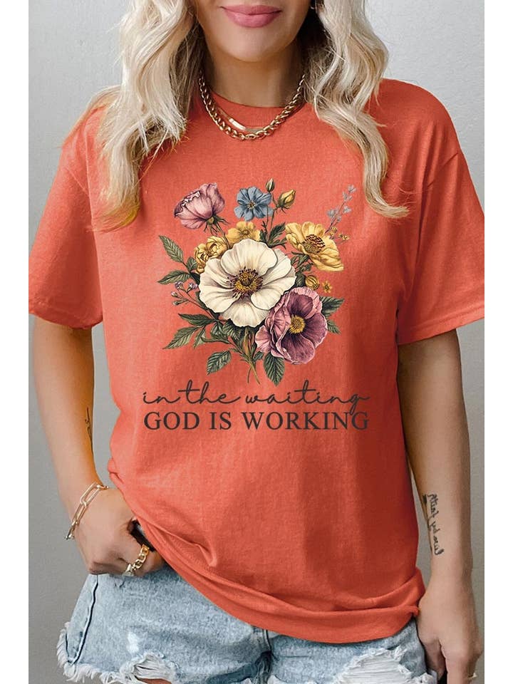 COLORBEAR - Wholesale T-shirt (graphic) – unisex - God is Working Vintage Floral Heavy Cotton Tee6