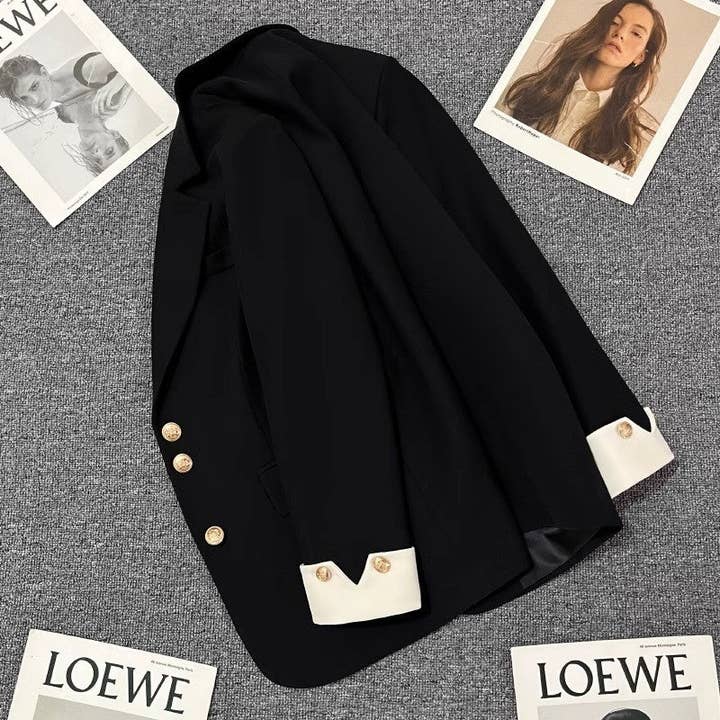 UZ Wholesale Store - Wholesale Blazer – Women's - Leisure Style Color Block Sleeve Blazer2