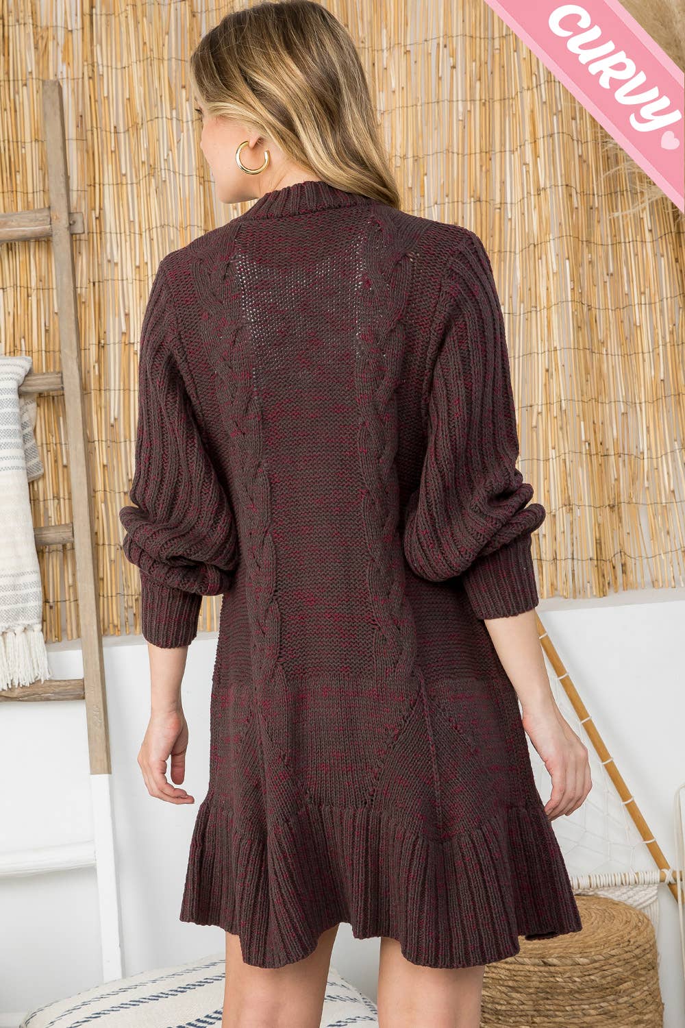 BAIE DE CHOCOLAT CARDIGAN EN MAILLE TORSADÉE SW337PL en vente sur Faire11