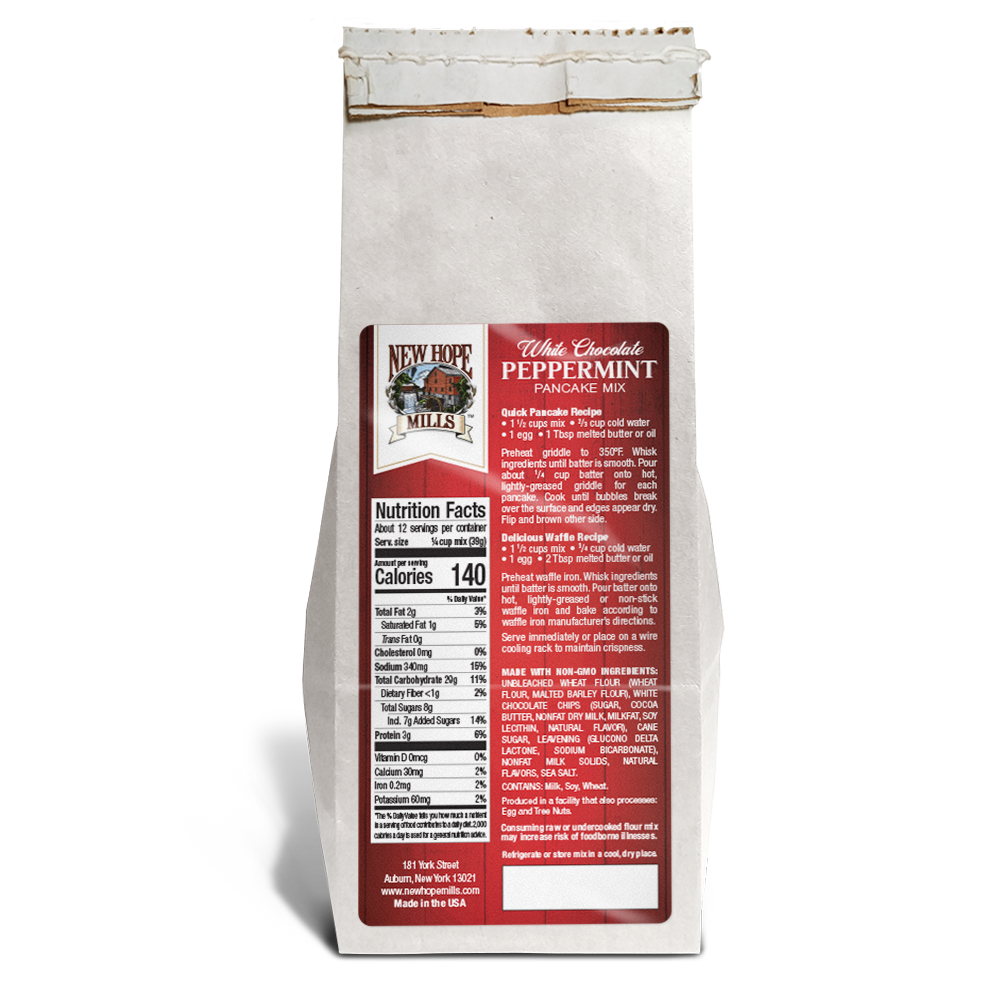 New Hope Mills - Wholesale Pancake Mix - White Chocolate Peppermint Pancake Mix 1