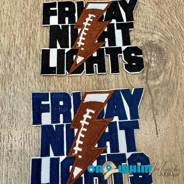 Friday Night Lights Embroidered Iron-On Patch for wholesale by On a Whim Hats