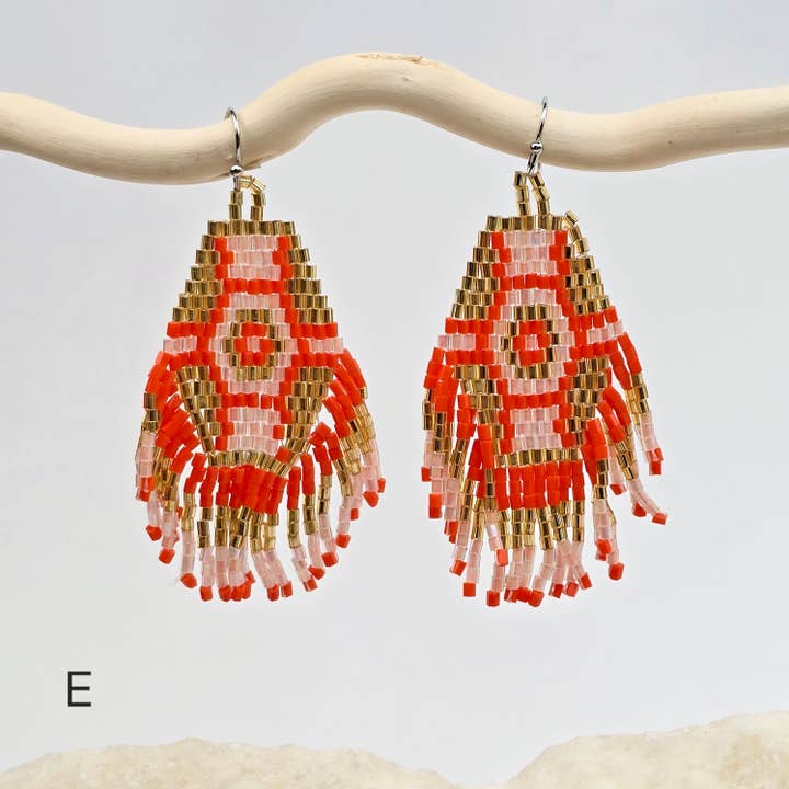 Rock Paradise - Wholesale Dangle earrings - Seed Bead Earrings - Hexagon and Fringe Pattern - You Choose Style4