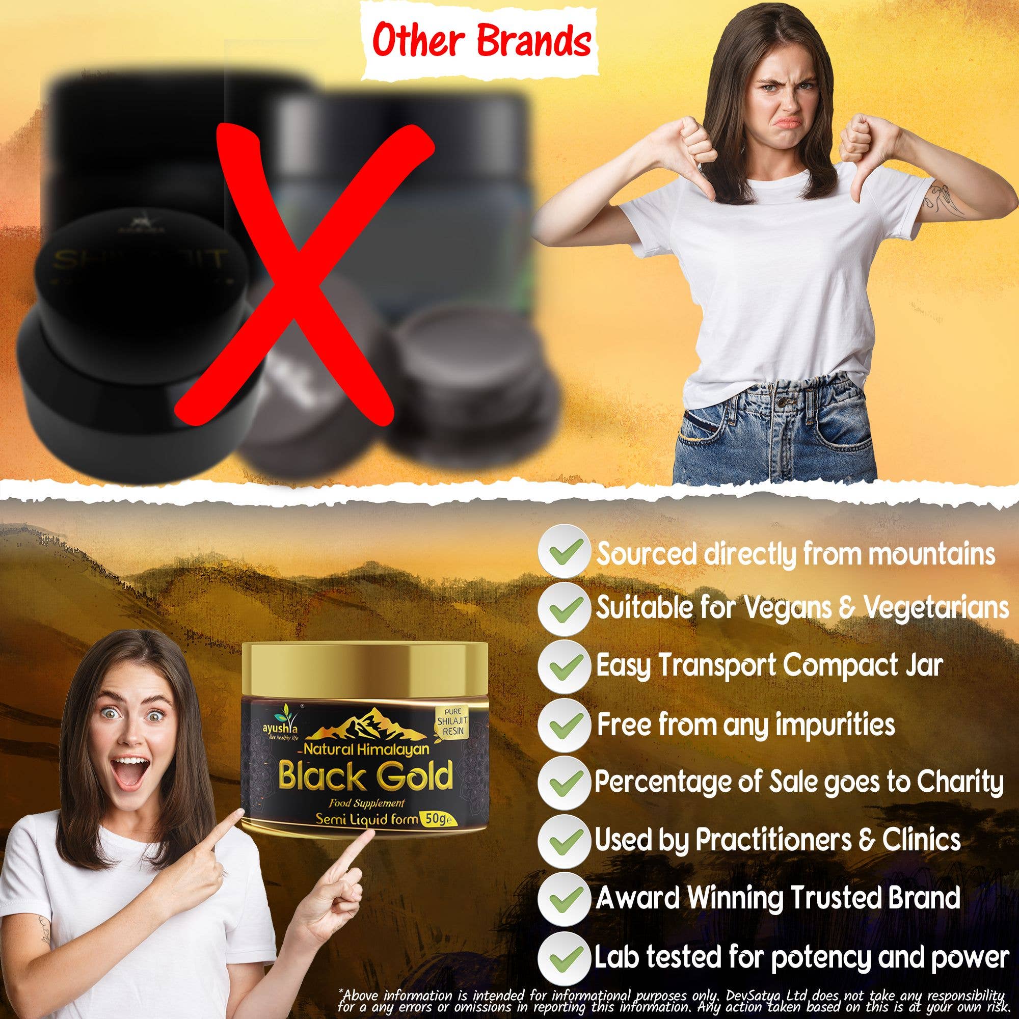 DevSatya Ltd Aushadh, Ayushya, Divyaherb - Vendita all'ingrosso Vitamine/integratori orali - Resina pura di Shilajit Himalayano Black Gold – 50 g (1,7 oz)6