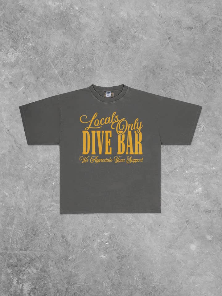 Locals Only Dive Bar, Western Boxy Oversized TShirt for wholesale by The Clandestine Underground
