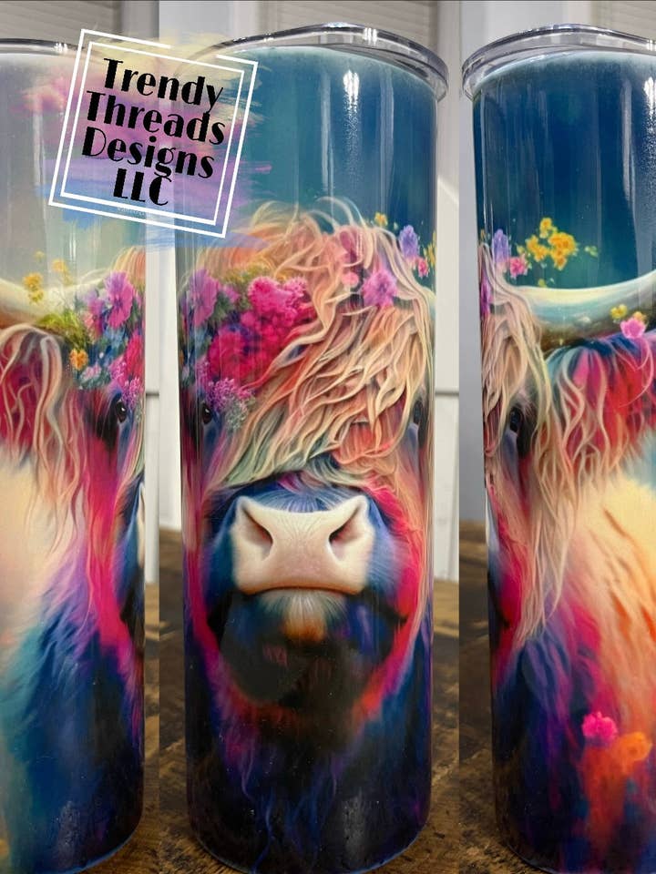 Bicchiere a forma di mucca Highland per la vendita all'ingrosso da parte di Trendy Threads Designs LLC