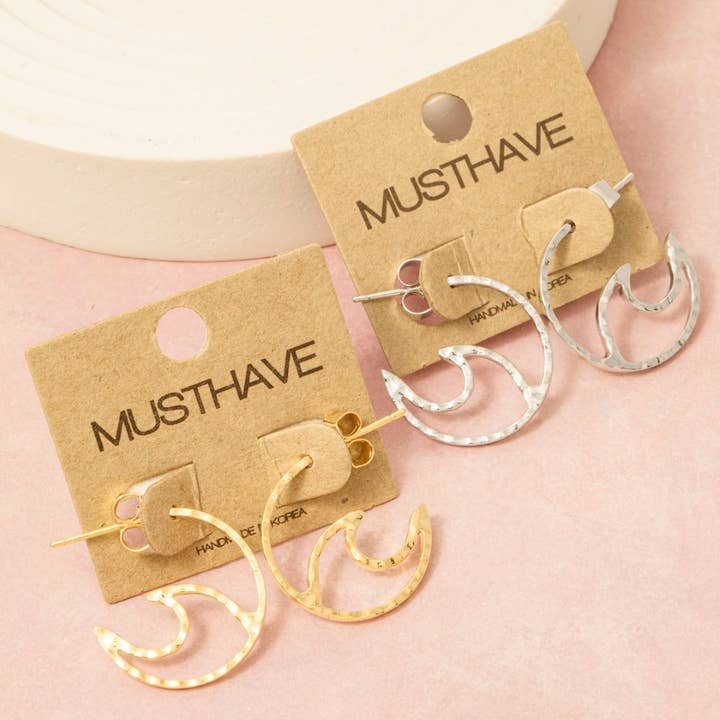 Round Wave Cutout Hoop Earrings for wholesale by Fame Accessories