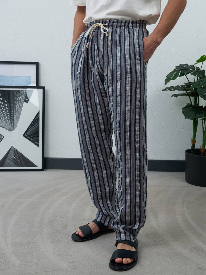 Premium Men’s Ribbed Texture Lounge Pants – Relaxed Summer for wholesale by PremiumDenim
