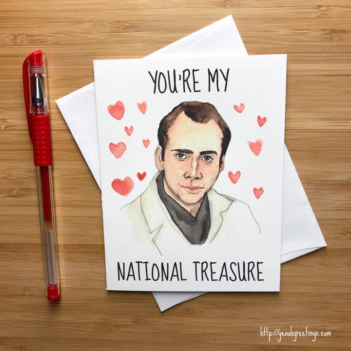 Funny Nicolas Cage 'National Treasure' Love Card for wholesale by Yeaoh! Greetings