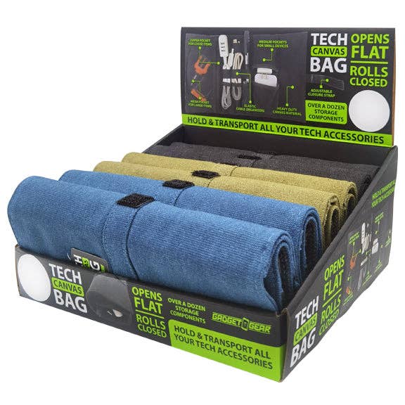 Novelty Brands - Wholesale Pouch - Unisex - Gadget Gear Tech Canvas Flat Roll Storage Bag - 6/Display