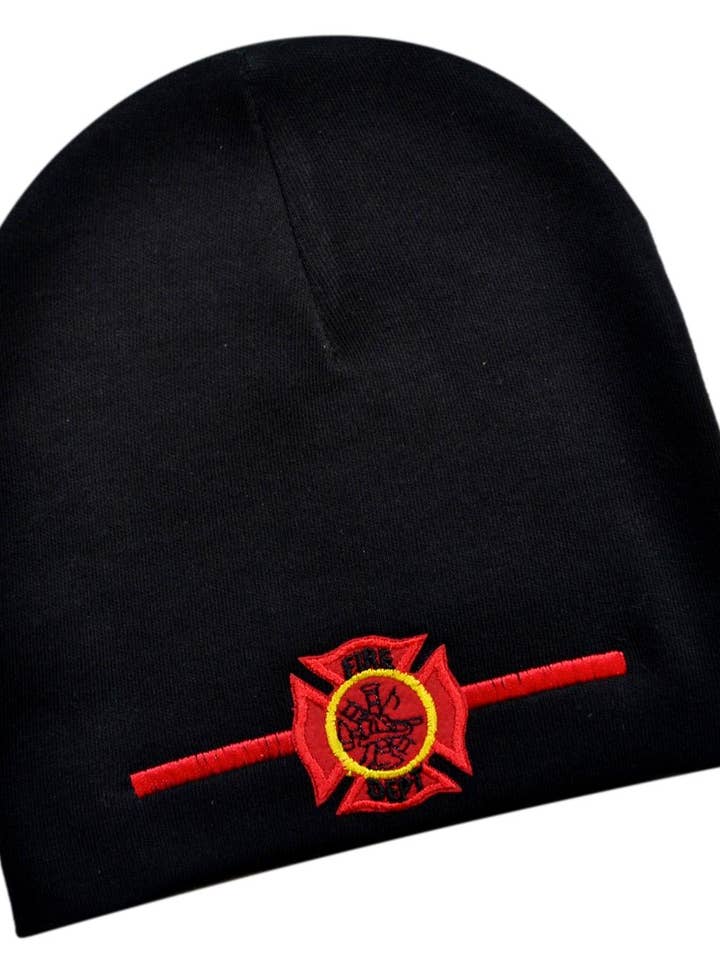 Embroidered Firefighter Patch Keepsake Cotton Baby Hat for engroshandel hos Funny Girl Designs