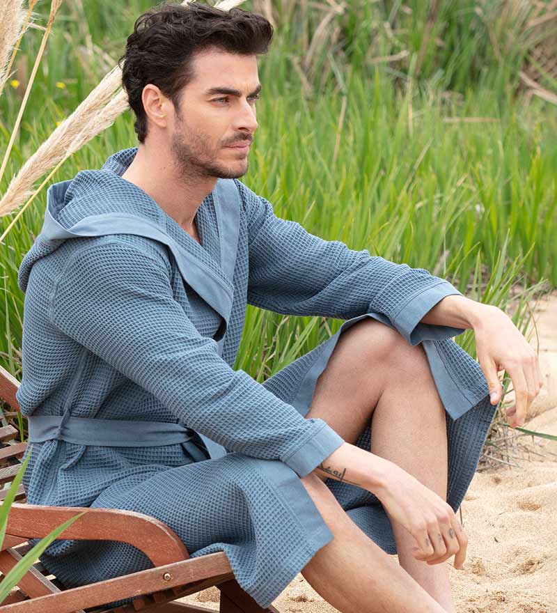 SEYANTE - Wholesale Robe - Men's - Men's Hooded Turkish Cotton Waffle Robe8