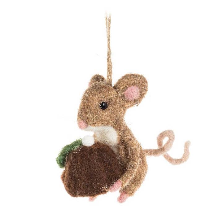 Abbott - Wholesale Ornament - Mouse with Christmas Pudding Ornament-3"H