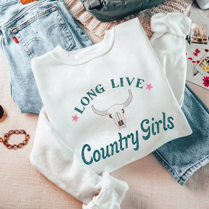Long Live Country Girls Crew Neck Sweatshirt for wholesale by Portland and Peel