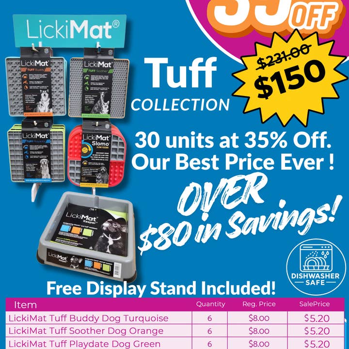 LickiMat Tuff Collection - 35% Off! - 30 Pieces with a free display for wholesale by LickiMat / Klearwater Distribution