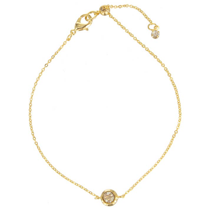 Suzie Q USA - Wholesale Charm/Dangle Bracelet - Adjustable Round Swarovski Brass Gold Dipped Bracelet