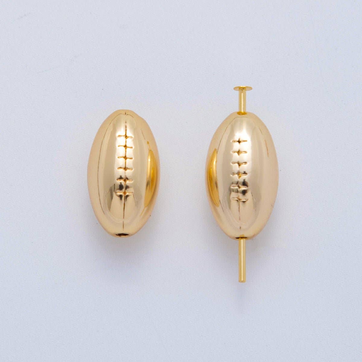 Aim Eternal - Wholesale Stud/Post Earrings - 18K Gold Filled 9.5mm Football Sports Equipment Bead | B8260