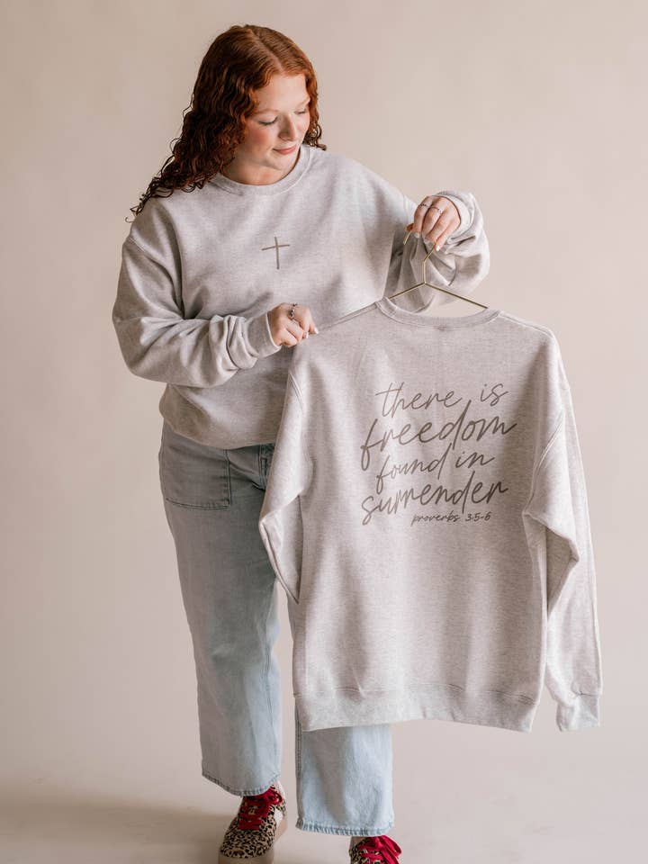 Dear Heart - Wholesale Graphic Sweatshirt - Women's - Freedom In Surrender Pullover | Christian Pullover 3