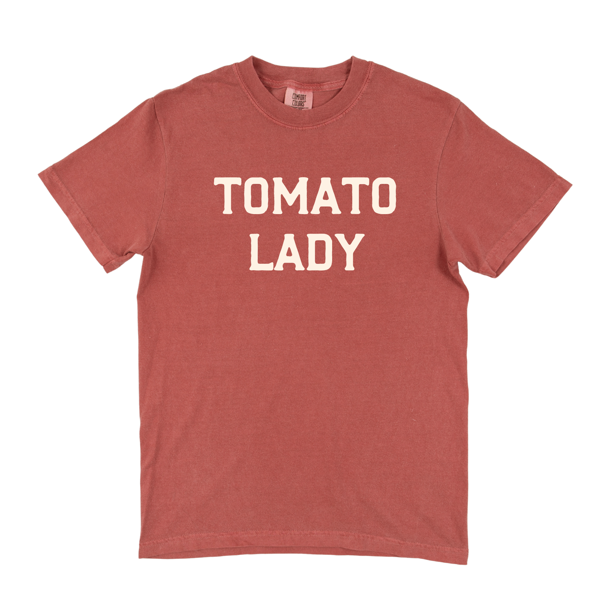 Paper Farm Press - Wholesale Screen Printed T-Shirt - Women's - Tomato Lady Tee - Crimson1