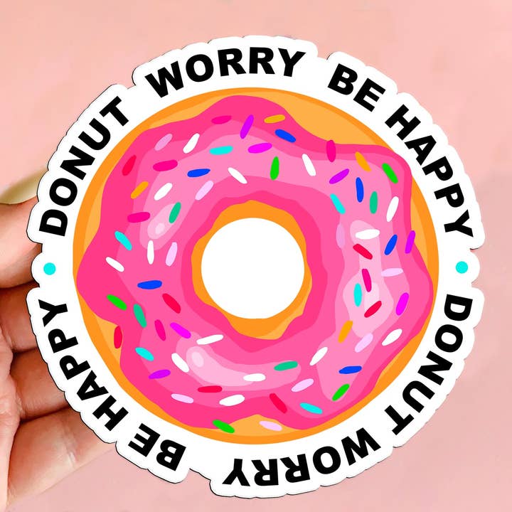 Autocollant Donut Worry pour la vente par Peachy Keen by Design Co