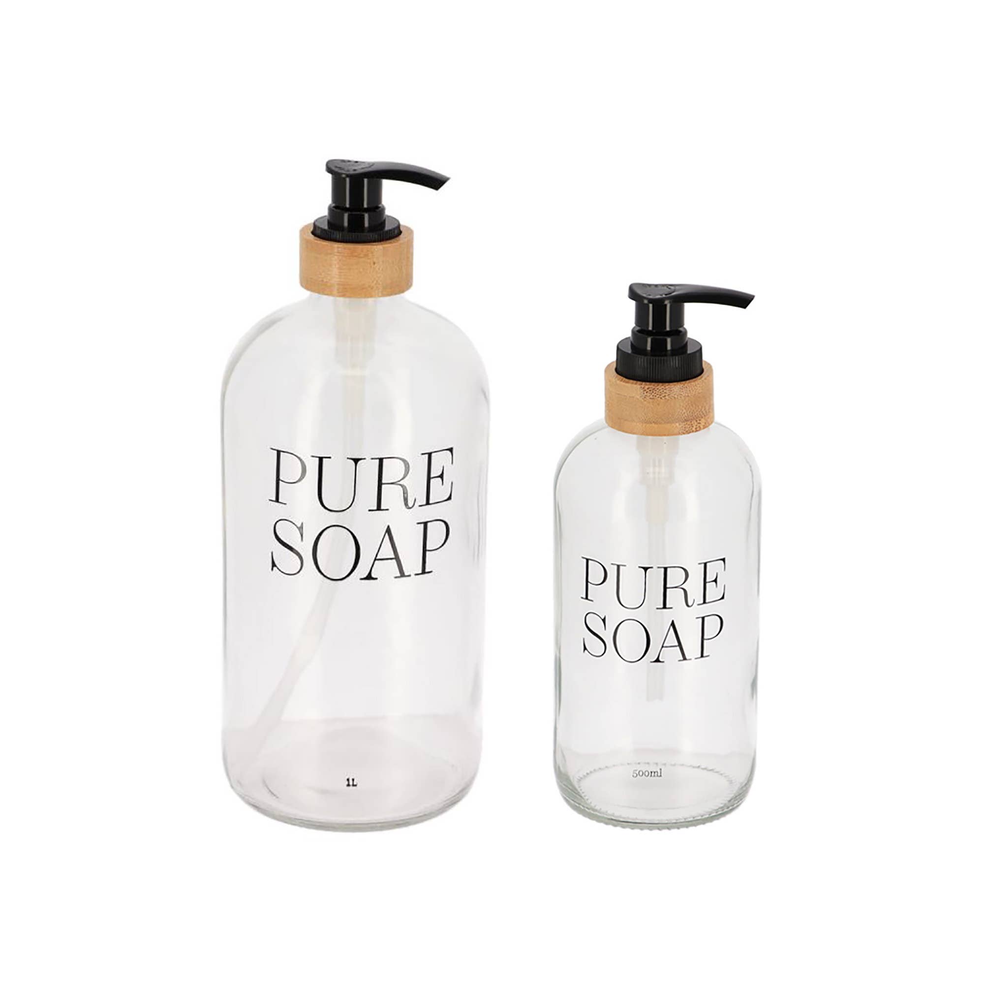 Evideco French Home Goods - Wholesale Soap Dispenser - Glass and Bamboo Soap Dispenser 17 oz oy 34 oz PURE SOAP4