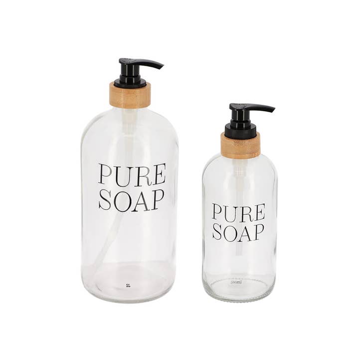 Evideco French Home Goods - Wholesale Soap Dispenser - Glass and Bamboo Soap Dispenser 17 oz oy 34 oz PURE SOAP4