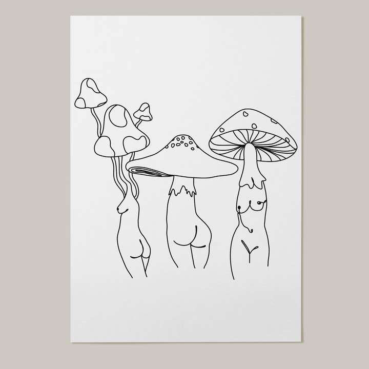Naked Mushroom Lady Art Print for wholesale by jeganmones