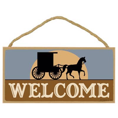 Welcome (Amish buggy and horse with sunrise) for wholesale by SJT Enterprises, Inc.