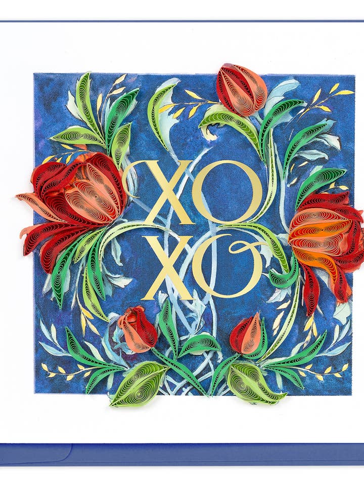 Quillad XOXO Rosor Gratulationskort för wholesale av Quilling Card