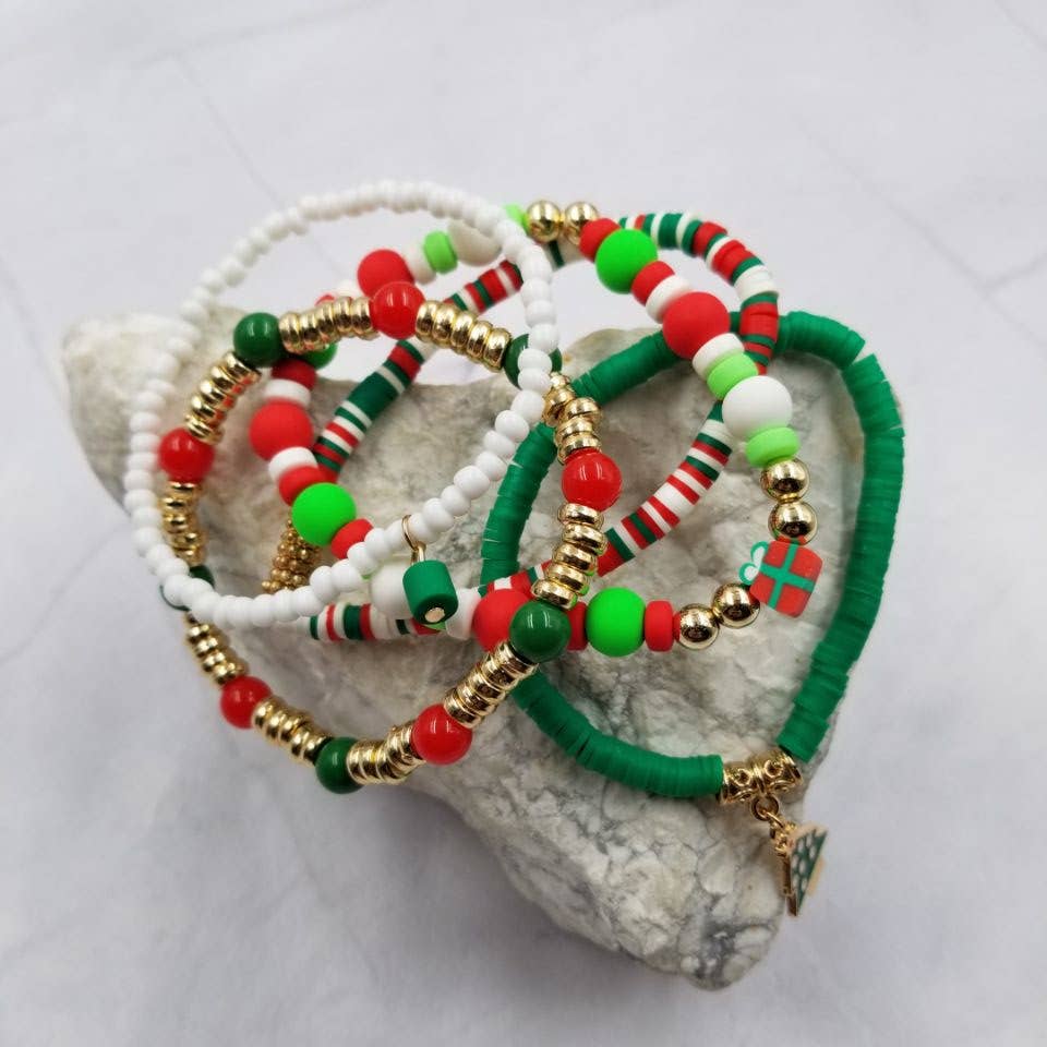 The Pretty Jewellery - Vendita all'ingrosso Braccialetto con ciondolo/pendente - Braccialetto Heishi con ciondolo a forma di albero di Natale1