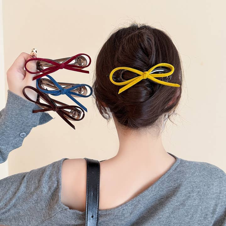 ACCITY - Wholesale Hair Clip - Women's - Velvet Bow Twist Clip Elegant Hair Claw_CWAHA080435