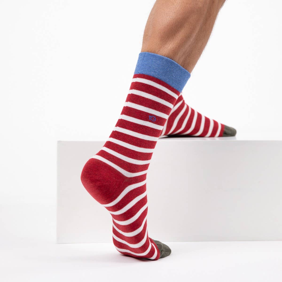 BILLYBELT - Wholesale Socks - Men's - Wide striped socks - Red, white striped1