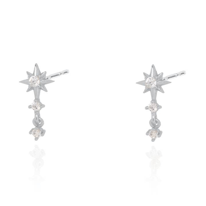 CZ Starburst Drop Stud Earrings: Elegant Earring for wholesale by Aurora Jewels