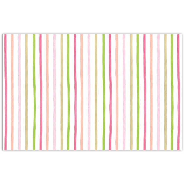 Pink Green and Coral Stripes Placemat for wholesale by RosanneBeck Collections