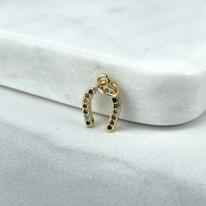 DIJU Jewelry - Wholesale - 18k Gold Filled Micro Pave Cubic Zirconia Hamsa Hand or Horseshoe Charms Wholesale Jewelry Making Supplies1