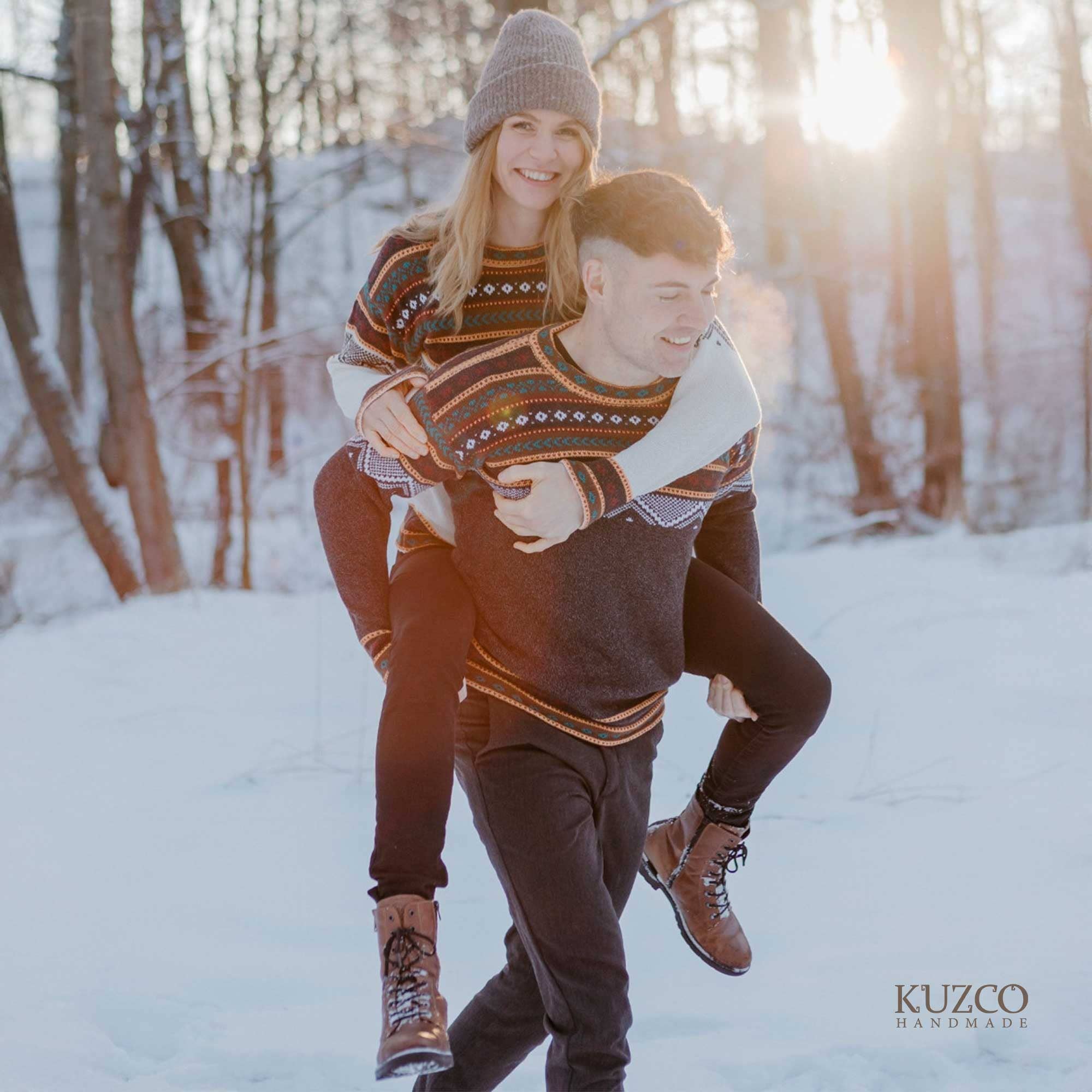 KuzcoHandmade – Großhandel Strickpullover – Herren – Herren Pullover aus Alpakawolle, braue Strickware, Winterpullover6