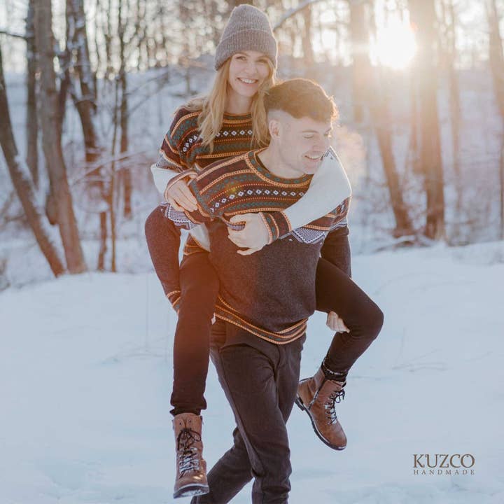 KuzcoHandmade - Wholesale Knit Sweater - Men's - Men’s Alpaca Wool Sweater, Brown Knitwear, Winter Pullover6