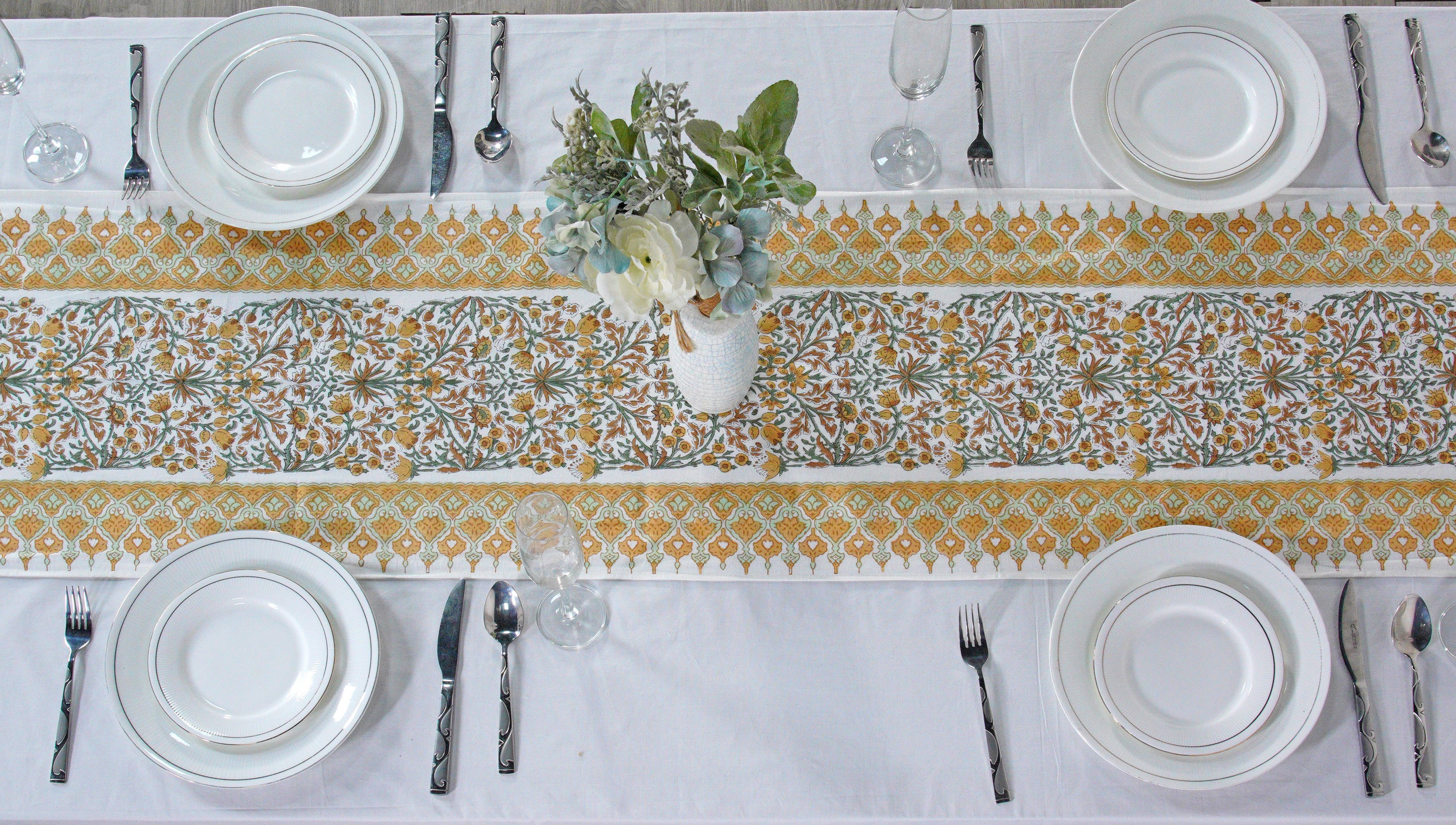 Fabricrush - Wholesale Table Runner - Goldenrod Yellow Block Print Cotton Easter Table Runner3