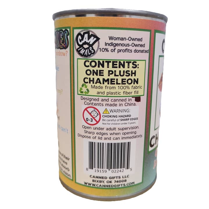 Canned Gifts - Wholesale Stuffed/plush toy – Kids & baby - Kiwi the Canned Chameleon Stuffed Animal Plush w/Funny Jokes5