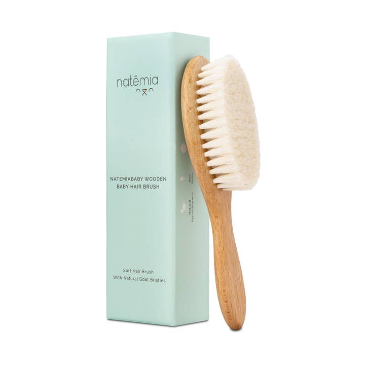 Natural Goat Hair Baby Brush for wholesale by Natemia