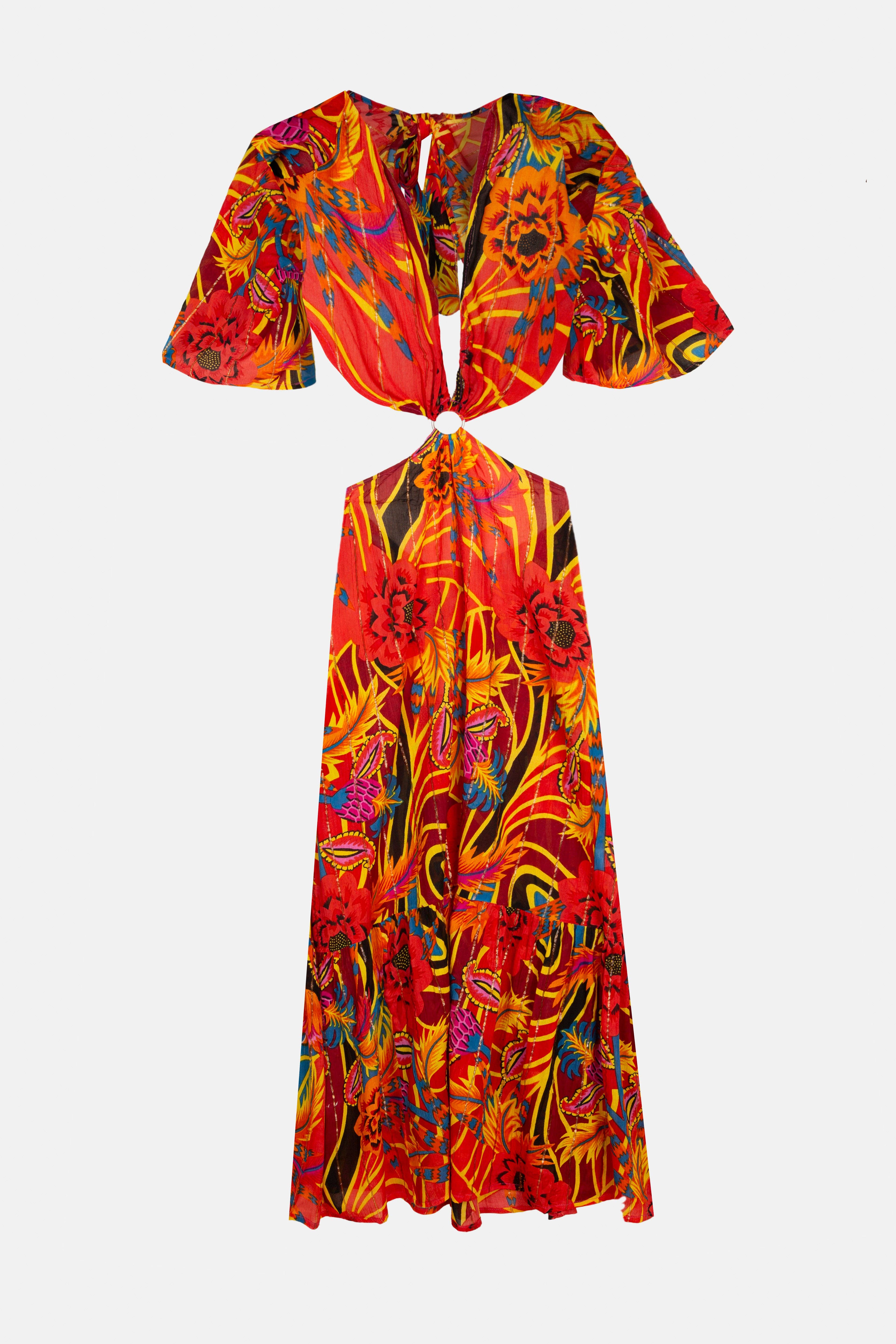 Piti Cuiti - Vendita all'ingrosso Vestito - Donna - Vestito rosso con tagli Positano3