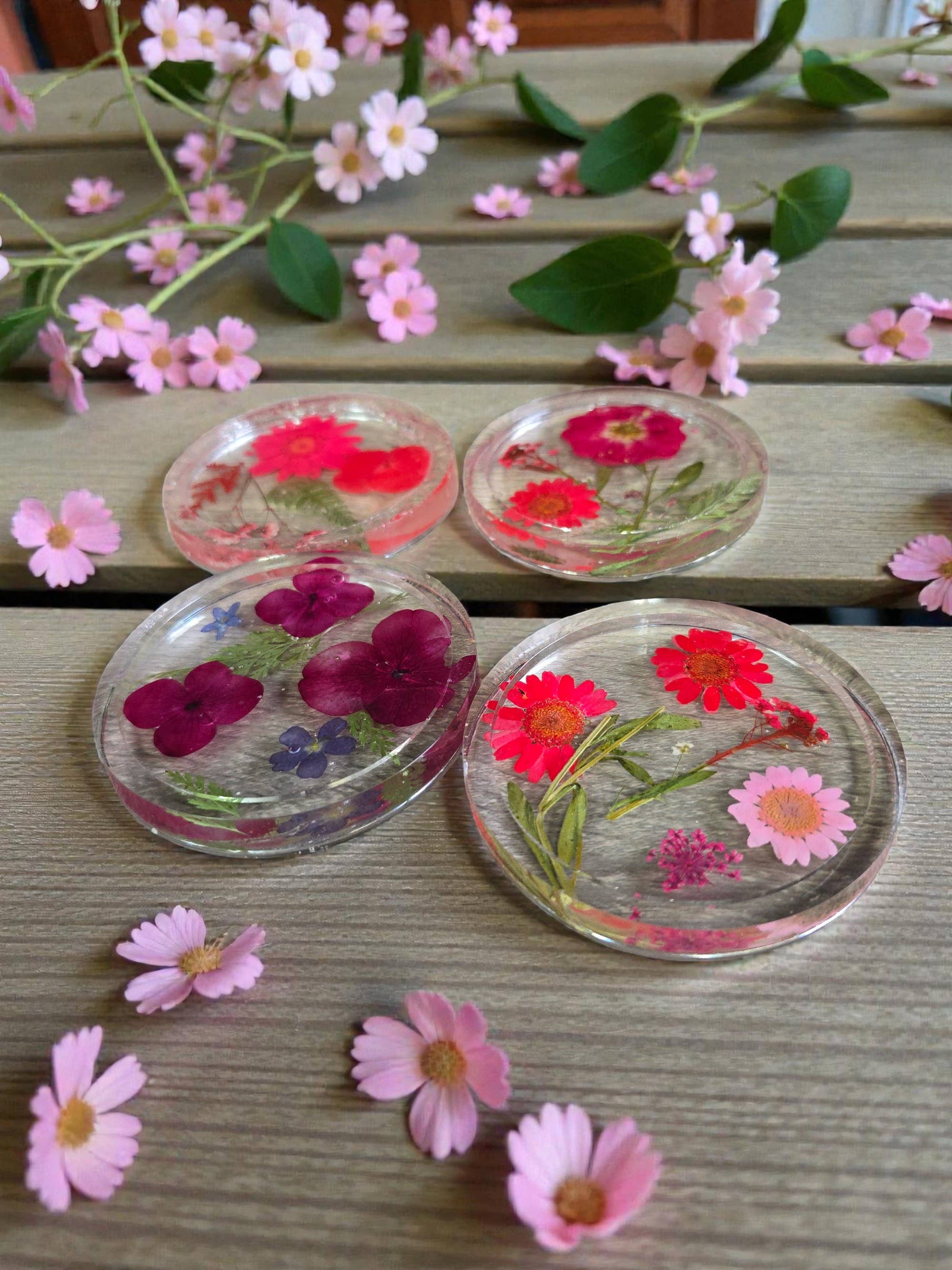 Ciao Bella Jewelry Inc – wholesale Underlägg – Pressade blomunderlägg med riktiga blommor, set om fyra3