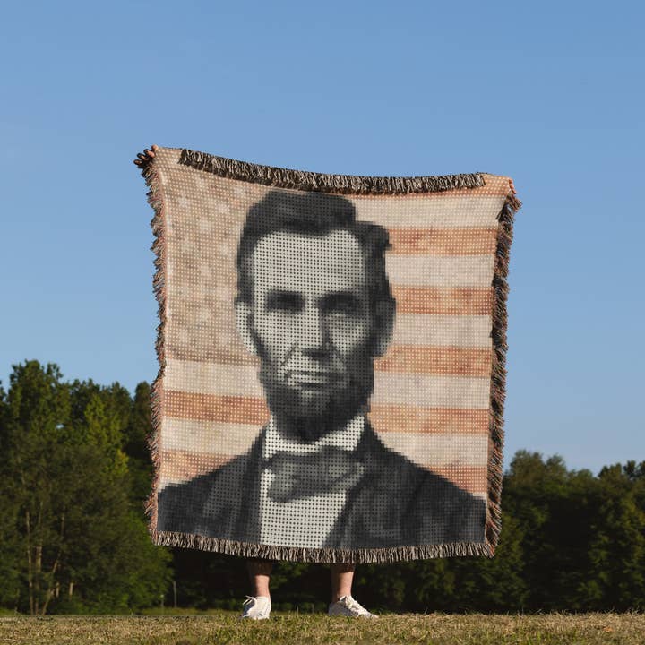 3dRose - Wholesale Throw Blanket - 3dRose, Abraham Lincoln - President Abraham Lincoln, designed using a cool pixel effect, Blanket1