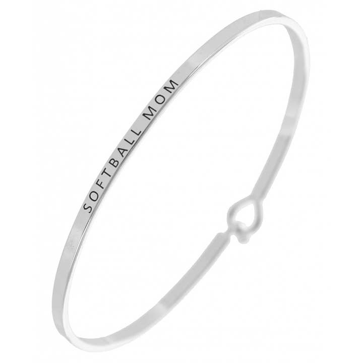 0011 PREMIERE – wholesale Bangle bracelet – FR3136 SOFTBALL MOM_3mm Inspired Message Brass Hook Bangle