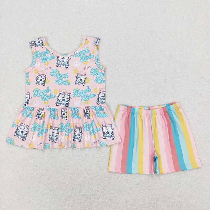 Baby Girls Beach Babe Tunic Top Stripes Shorts Outfits Summe for wholesale by Aier Wholesale