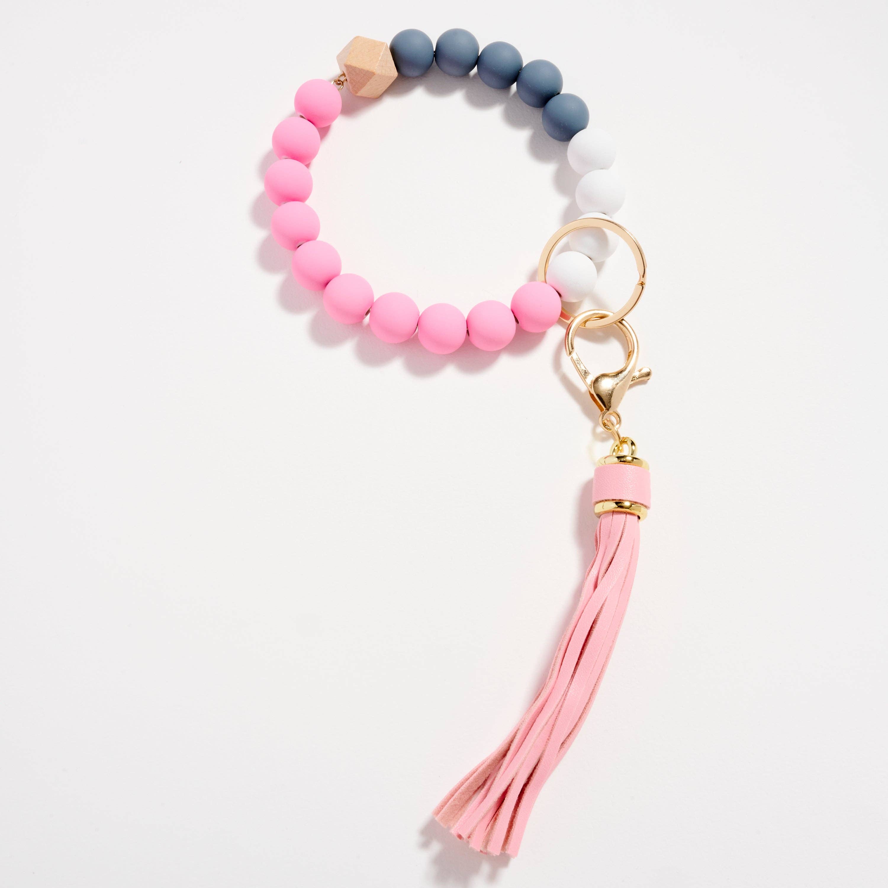 Frem – wholesale Keychain bracelet – Beaded Bracelet Keychain with Tassel – Silicone Bead Wristlet Key Ring10