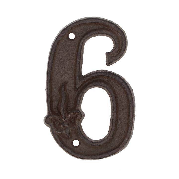 Esschert Design USA - Wholesale Outdoor Ornament/Decor - House Numbers 6, Cast Iron, Antique Brown1